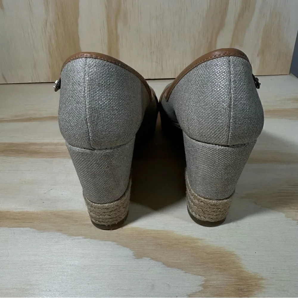 TORY BURCH Majorca Canvas Peep Toe Espadrille Sandals Women’s Size 9